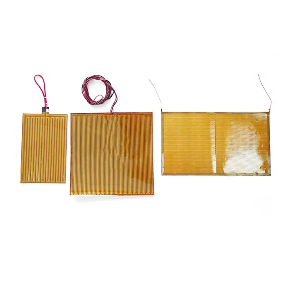Eeletric PI Polyimide Film Heater Heating Element With Adhesive For 3D Printer Oil Tank Car Defrosting Defoging 12V 24V 14-300mm