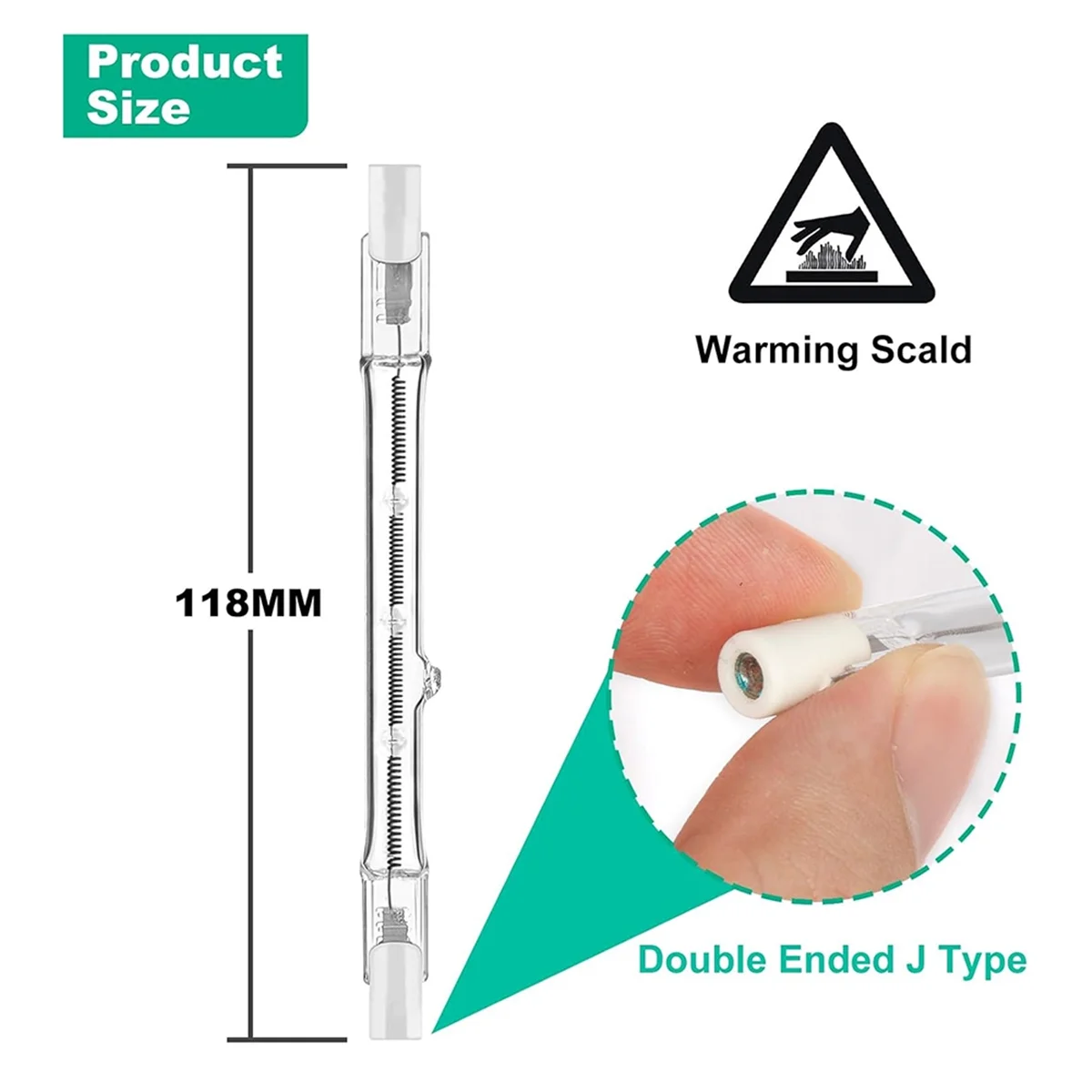 Bombillas halógenas R7s, fuente de luz lineal de tungsteno de 150 W