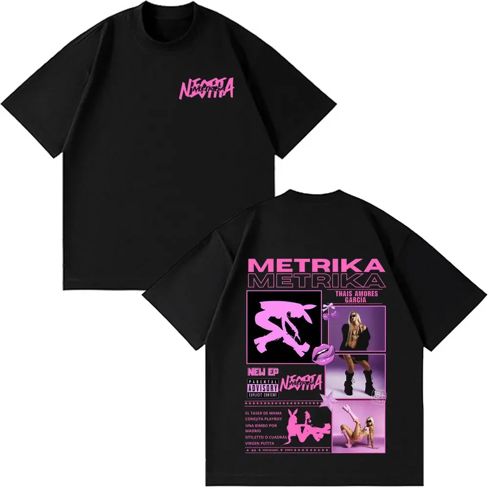 Camiseta de la gira del álbum de la cantante Metrika 2026, camiseta de moda para hombres y mujeres, camisetas informales de algodón holgadas de manga corta, camisetas de hip-hop, regalos para fanáticos