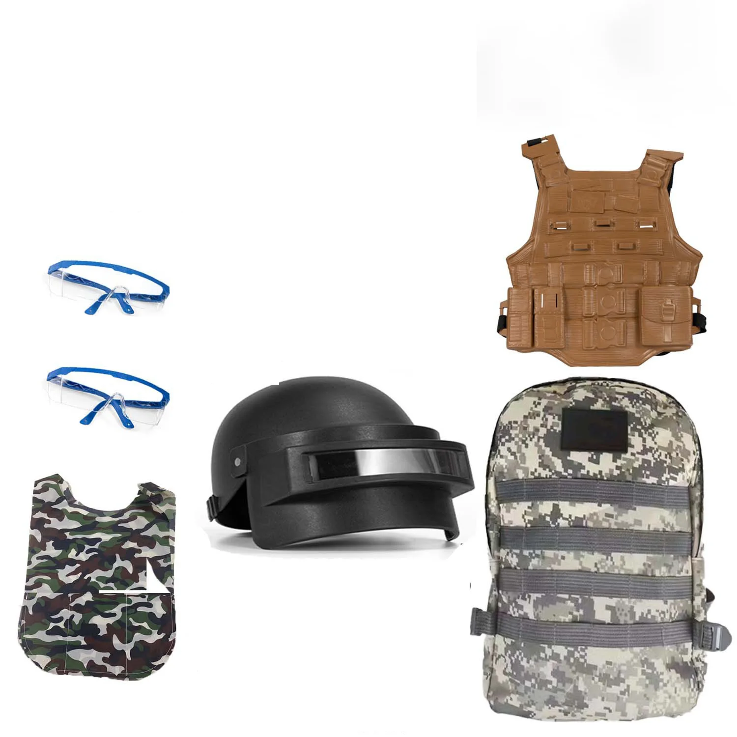 Set di attrezzi con sfera in gel: gilet mimetico, casco, armatura di livello 3, caricatore di velocità, nastro per gel blaster