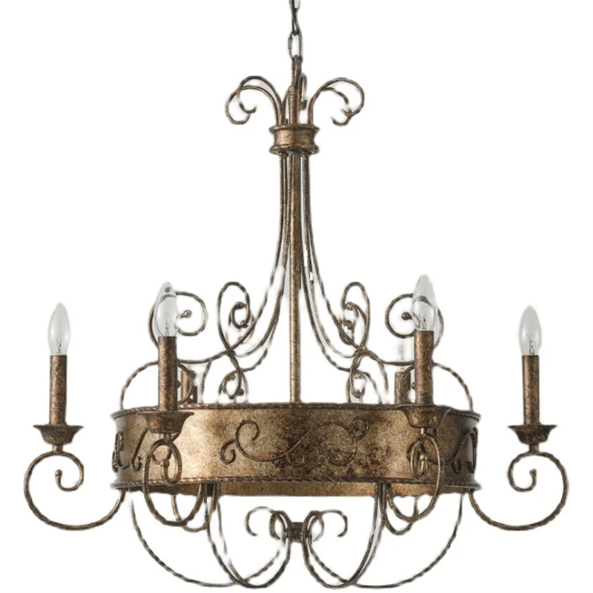 American vintage iron candle holder chandeliers lights French villa designer dining room lamp living room lamp pendant lights