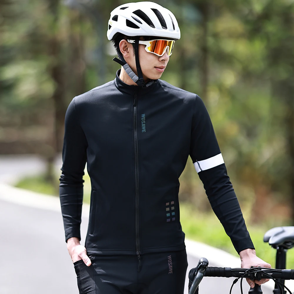 WOSAWE Winter Jacket Thermal Fleece Men Women Cycling jacket Long Sleeve Bike Clothing Warm Windproof MTB Coat With YKK Zipper