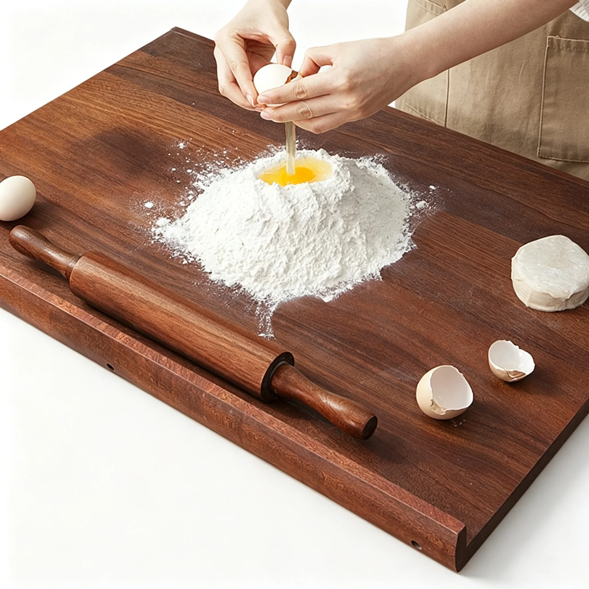 L-Baffle Ebony Wood Pastry Board, with Anti-Spill Edge, Rolling Pin Pastry Chef Kitchen Porter cutting Board