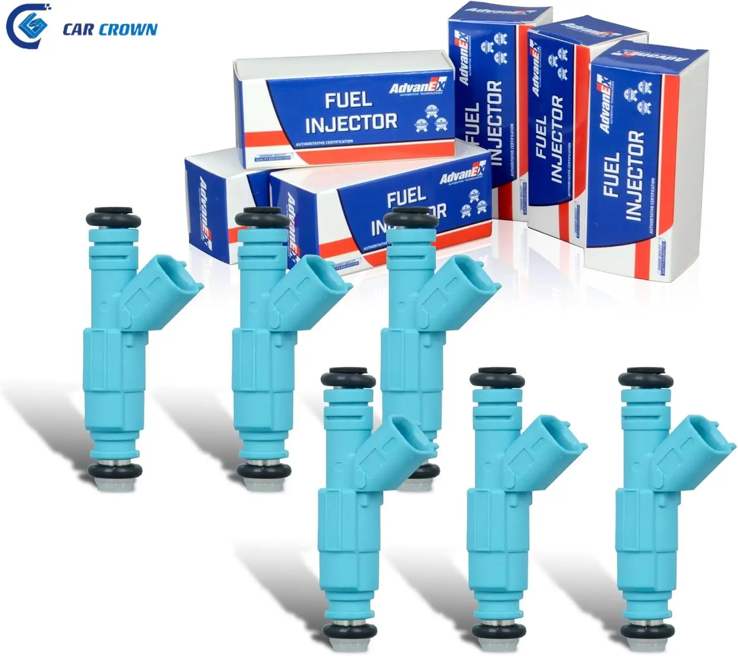 Car Crown 4-holes Fuel Injectors 6pcs Compatible  0280155972, 53031099 For 2002-2003 Jeep Liberty 3.7L/Dodge Ram 1500 3.7L