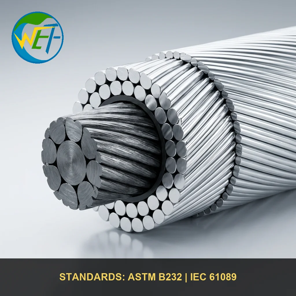 ASTM ASTM B232 Bare ACSR Conductor Hawk Drake Raven Dog Aluminum Cable Steel Reinforced for Overhead Transmission Line BS 215-2