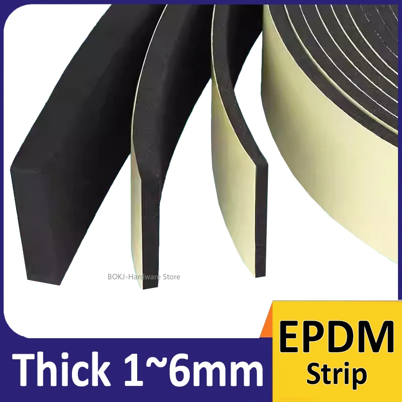 EPDM sponge sealing Strip shock absorber Gasket door and window gap windproof Soundproof strip Black 10~50MM WIDTH