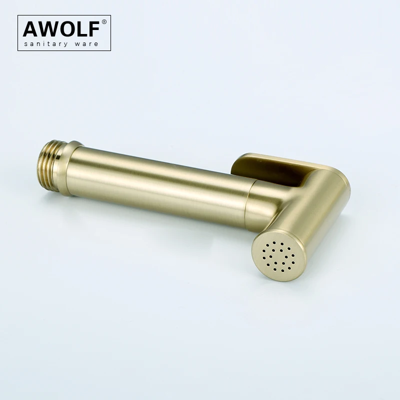 Awolf Brushed Gold Toilet Bidet Sprayer Hygienic Shower for Bathroom Solid Brass Anal Shower System Bath Shattaf for WC AP2340