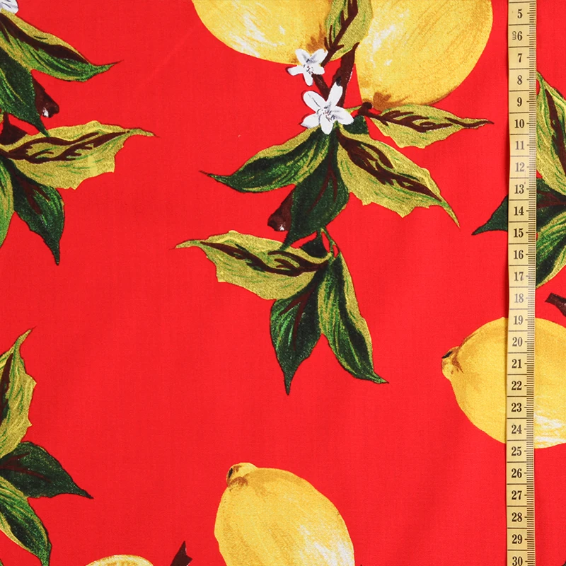 Spring/Summer Red Bottom Lemon Printed Cotton High Density Handmade Fabric