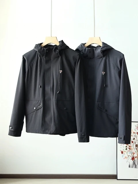 

Легкое уличное повседневное мужское длинное пальто из полиэфирного волокна с лазерной резкой, ветрозащитное, водонепроницаемое, дышащее, с капюшоном