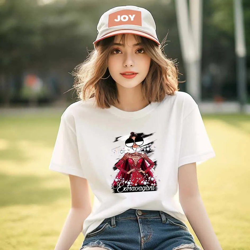 Fashion Girl Female Power Bold color combinations Abstract stream of consciousness art Iron on Picture on Clothes DIY Craft