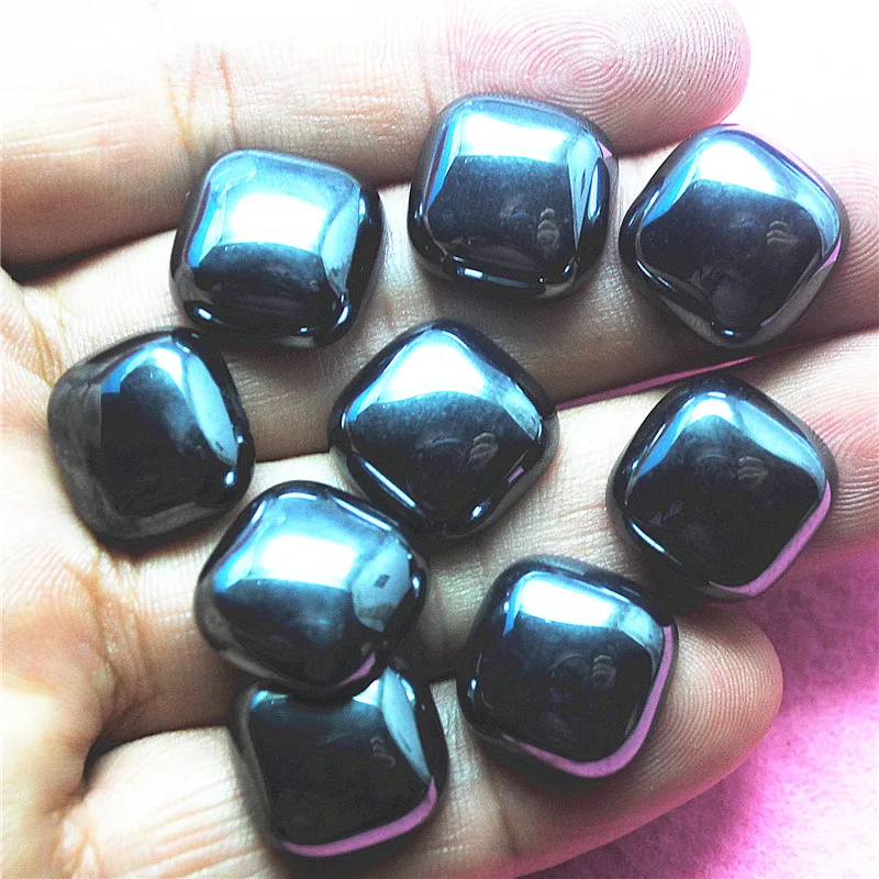 10 قطعة 15X15 مللي متر حجر الهيماتيت الأسود كبوشن شكل مربع فضفاض الخرز الكابينة لا ثقب DIY بها بنفسك العثور على المجوهرات أجزاء