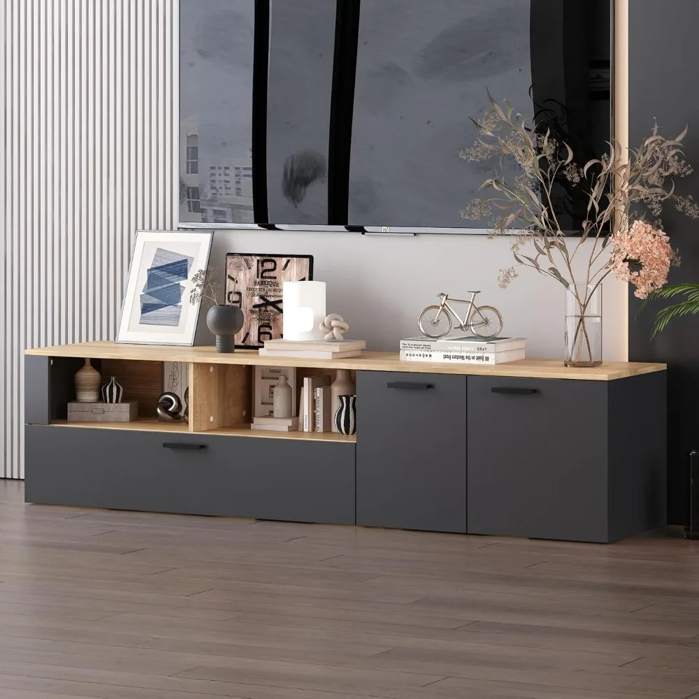 

70" Modern TV Stand with Flip-Down Drawers for TVs up to 80", Entertainment Center with Storage, Television Media Consoles