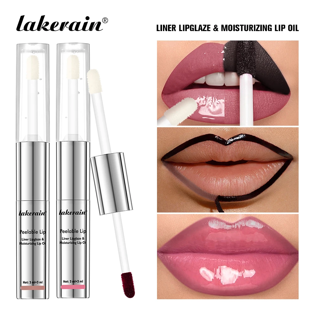 2 IN 1 Doublw-Ended Peel Off Lip Liner & Lip Oil Waterproof Matte Nourishing Smudge Proof Lipstick Long Lasting Cosmetics Makeup