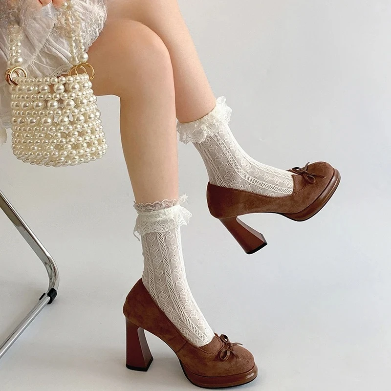 

Женские туфли Мэри Джейн с узлом-бабочкой, модные туфли-лодочки без шнуровки, лаконичное платье, женская обувь на толстом каблуке