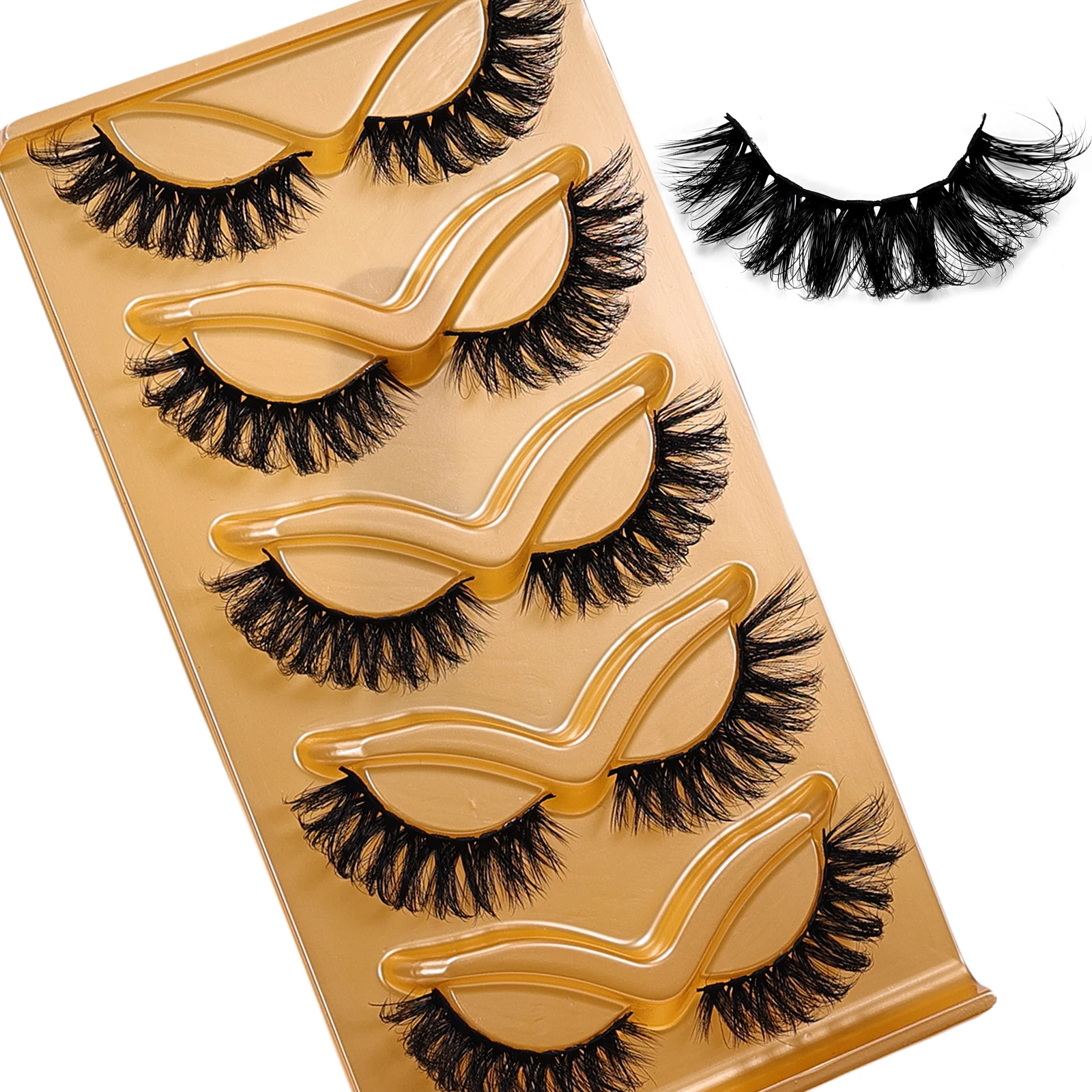 5Pairs of Cat Eye False Eyelashes Fluffy, Natural, Slender, Soft, Crossed False Eyelashes Tail Extended False Eyelashes