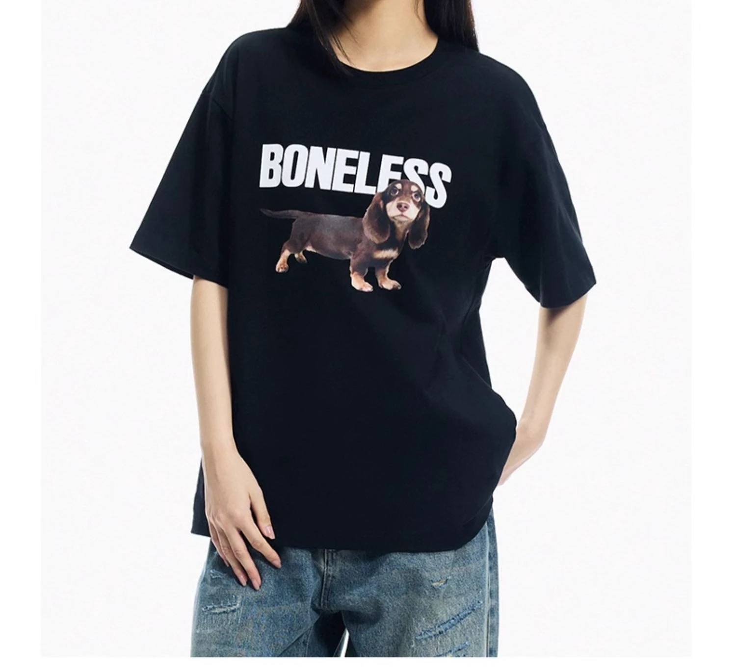 

Motorcycle Dachshund Puppy Creative Printed Short-Sleeved Pure Cotton Loose Round Neck Fun Summer Men and Women