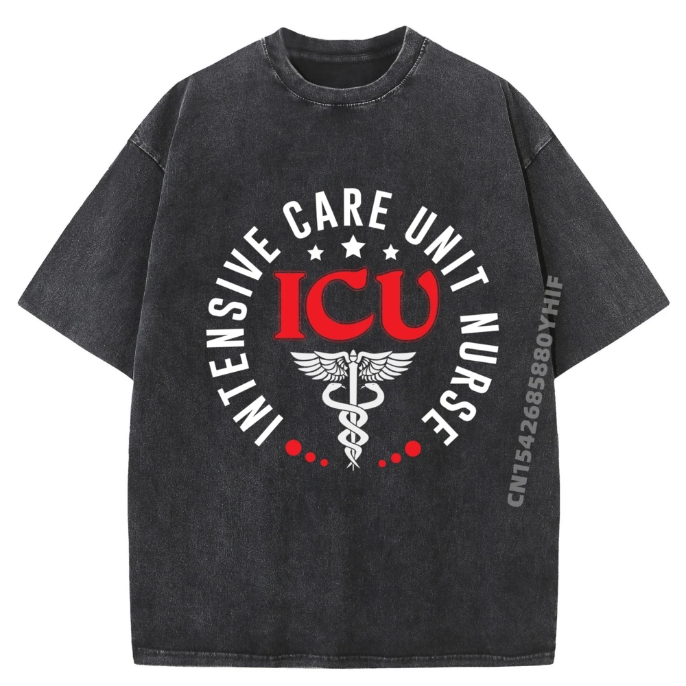 

Icu Nurse Intensive Care Unit Newest Men T-shirt Graphic Tees Gift Idea Printed T-Shirt Retro Washed Clothes