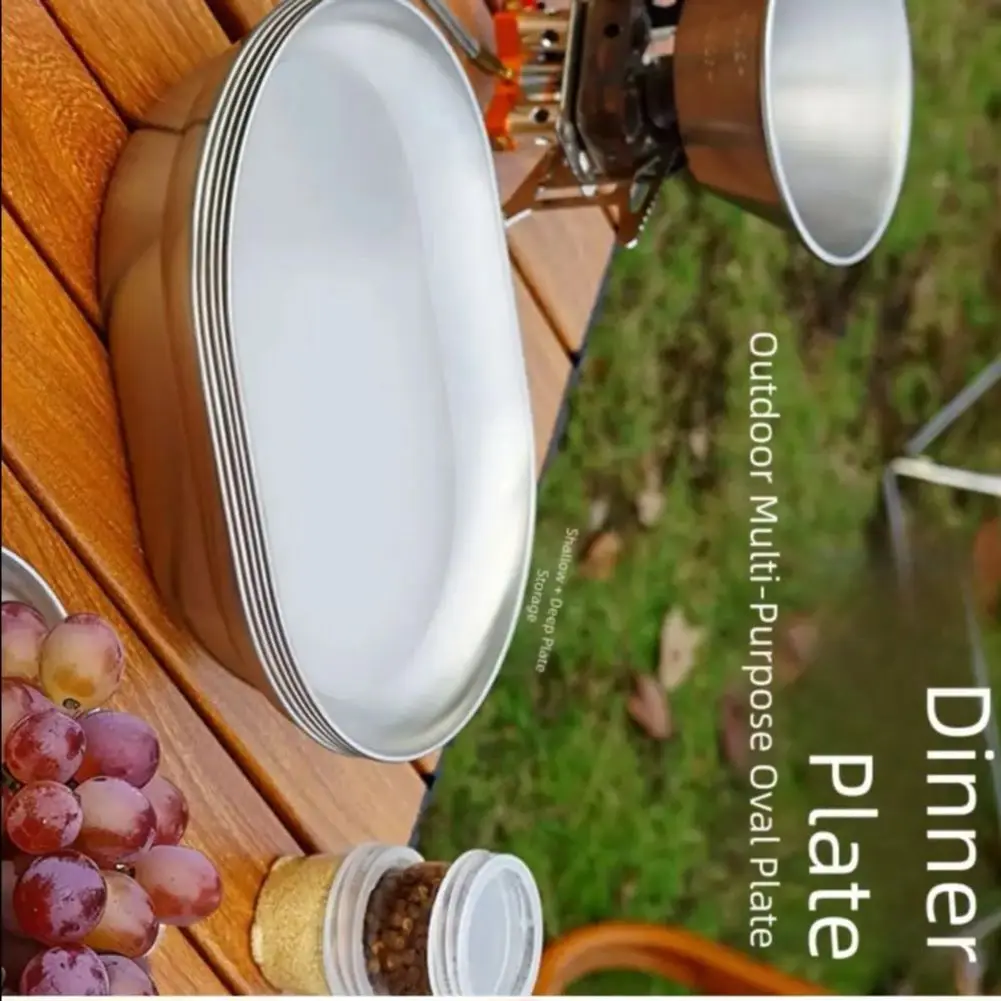 

Versatile 304 Stainless Steel Outdoor BBQ And Camping Plates -Food -Grade Silver Lightweight Portable Easy Clean