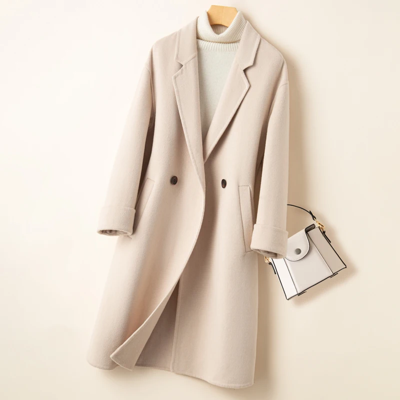 

Autumn and Winter New Double sided Cashmere Coat for Women's Medium to Long Versatile Pure Wool Coat [Returns Not Supported]