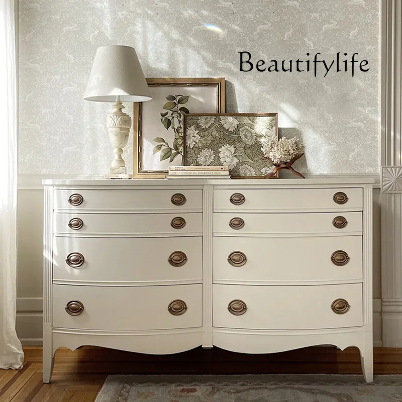 

ZL American Simple Solid Wood Chest, Living Room Against The Wall Integrated Locker, French Bedroom, Bedside Storage Cabinet