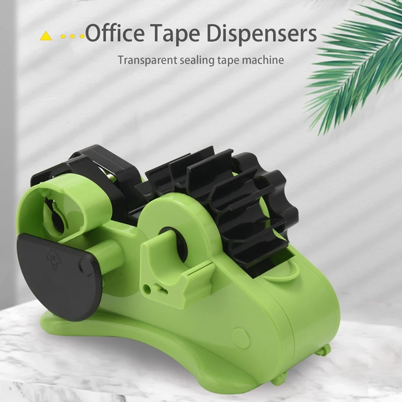 Packaging Tape Dispenser With Compartment Slot And 1Inch & 3Inch Dual-Roll Cores,Semi-Automatic Desk Dispenser