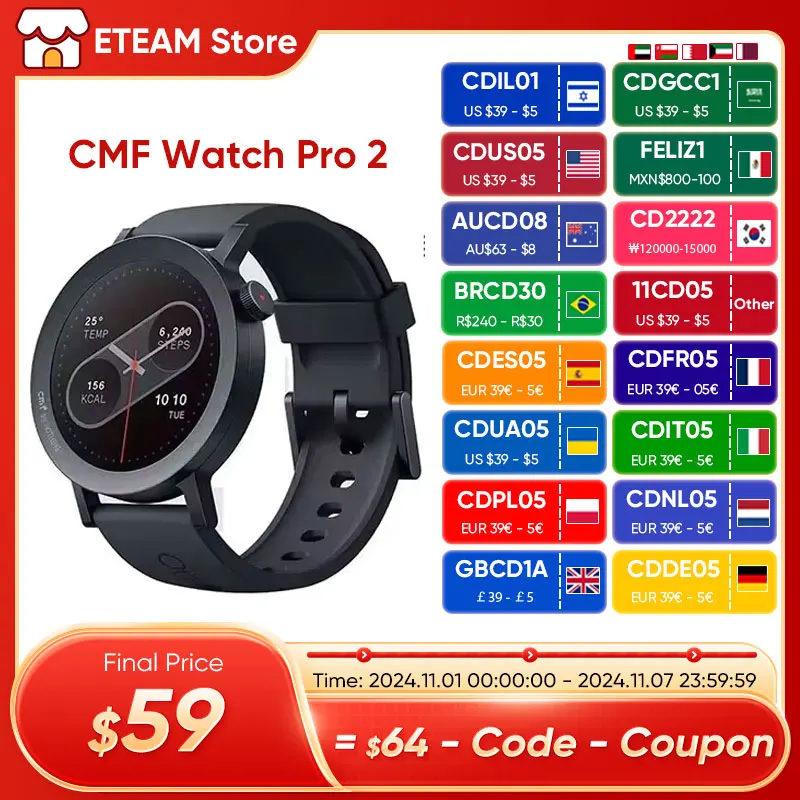 

Умные часы Smartwatch Pro 2 с функцией Bluetooth 5,3 и GPS, с шумоподавлением