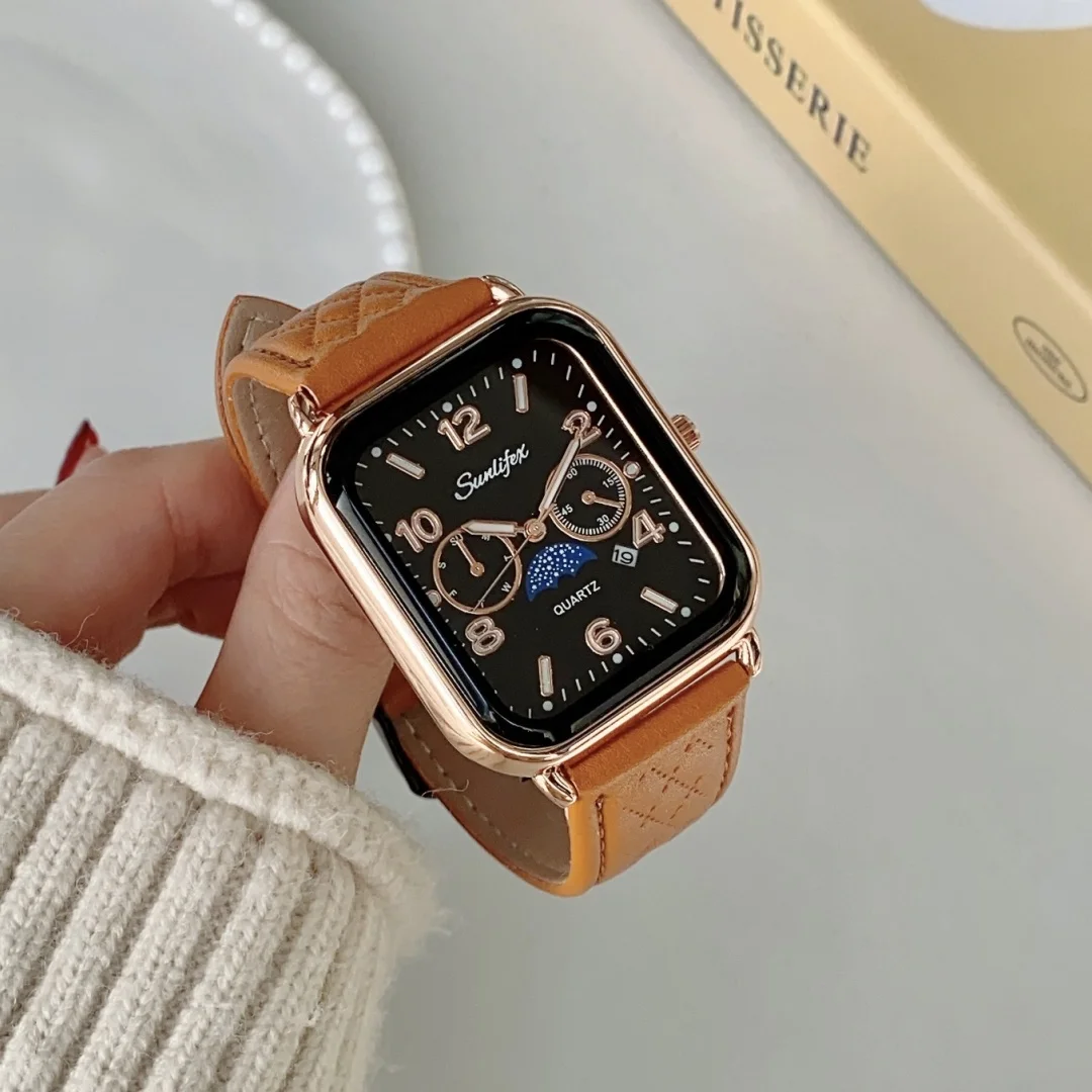 Casual Square Women's Watch Sports Analog Quartz Watches Fashion Big Dial Leather Band Wristwatch Female Clock relojes de mujer