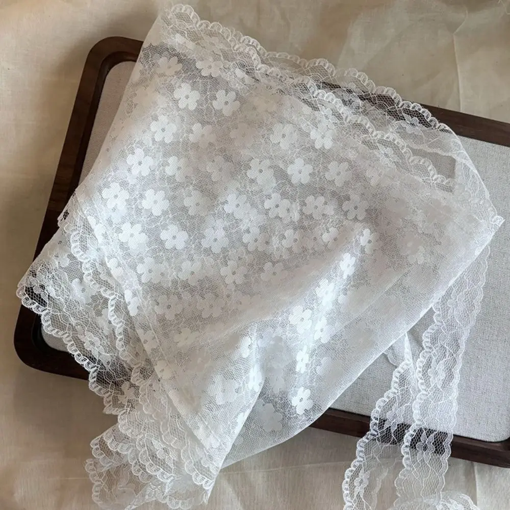 الكورية الثلاثي الدانتيل وشاح الشعر صور الحلو الحجاب إكسسوارات الشعر النمط الرعوي الفرنسي عقال عمامة النساء الفتيات #6