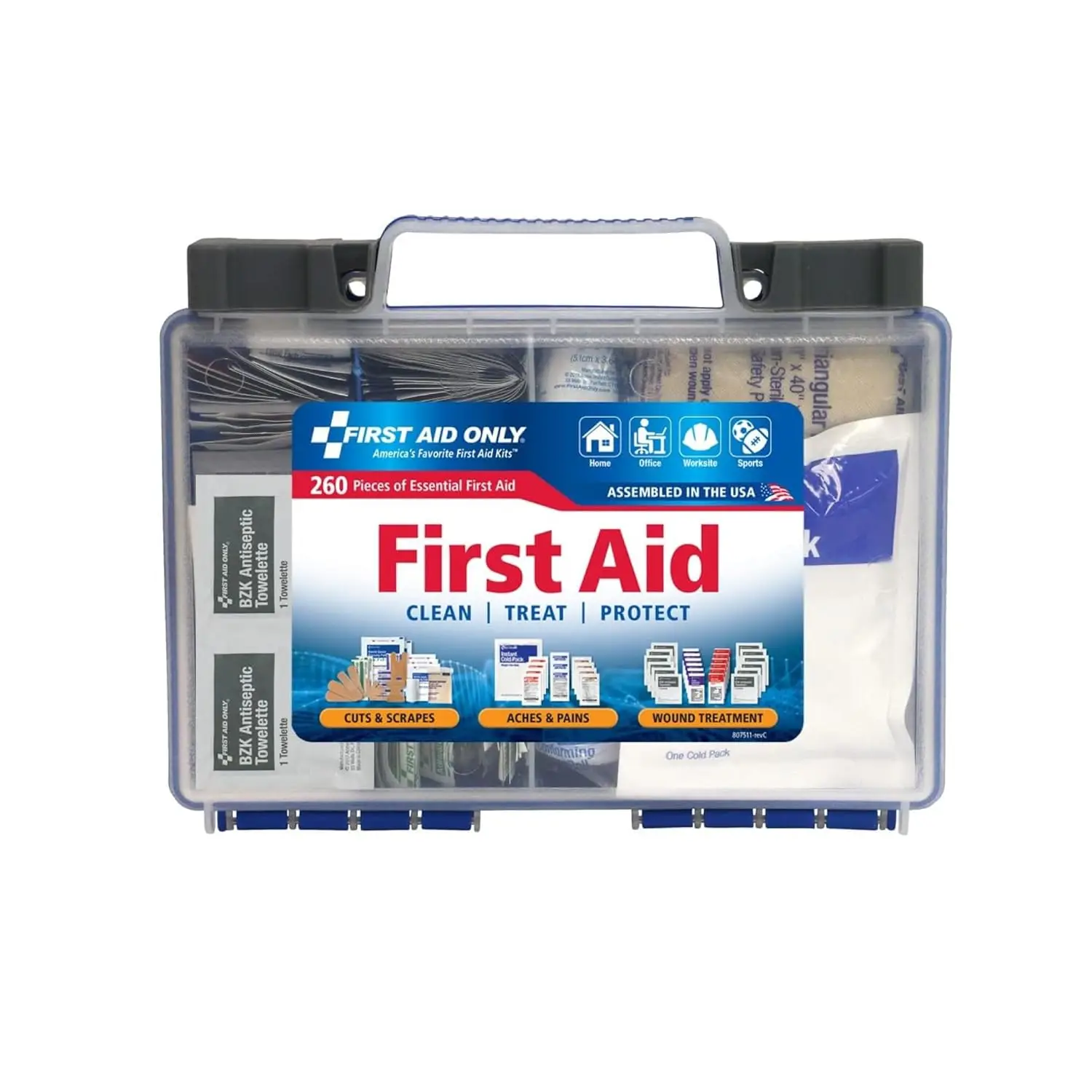 

OSHA-Compliant All-Purpose Emergency First Aid Kit for Business, Worksite, Home, Car - 260 Pieces