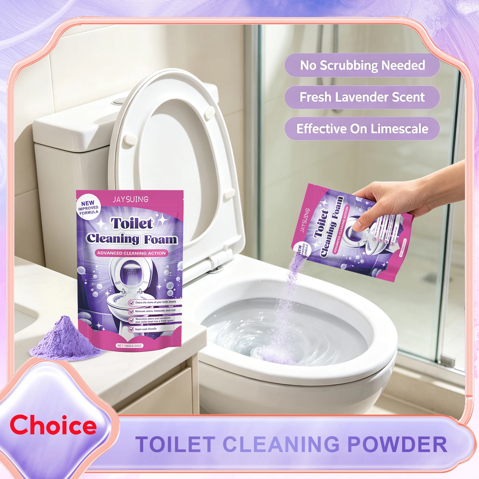 Powerful Toilet Bowl Cleaner Powder Remove Urine Stains Yellow Dirts Eliminate Odors Refreshing Bathroom Toilet Descaling Agent