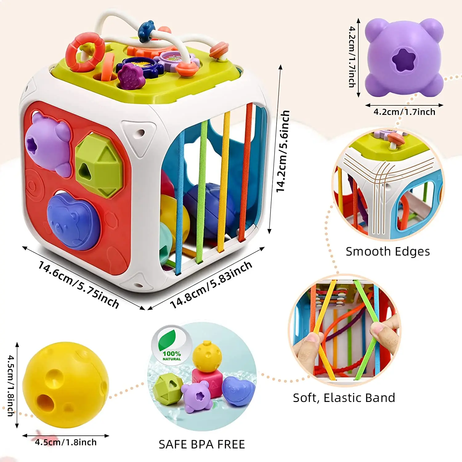 7 in 1 Multifunction Educational Toys with Shape Sorter Stacking Blocks for Toddlers Baby Toys 12-18 Months Sensory Montessori