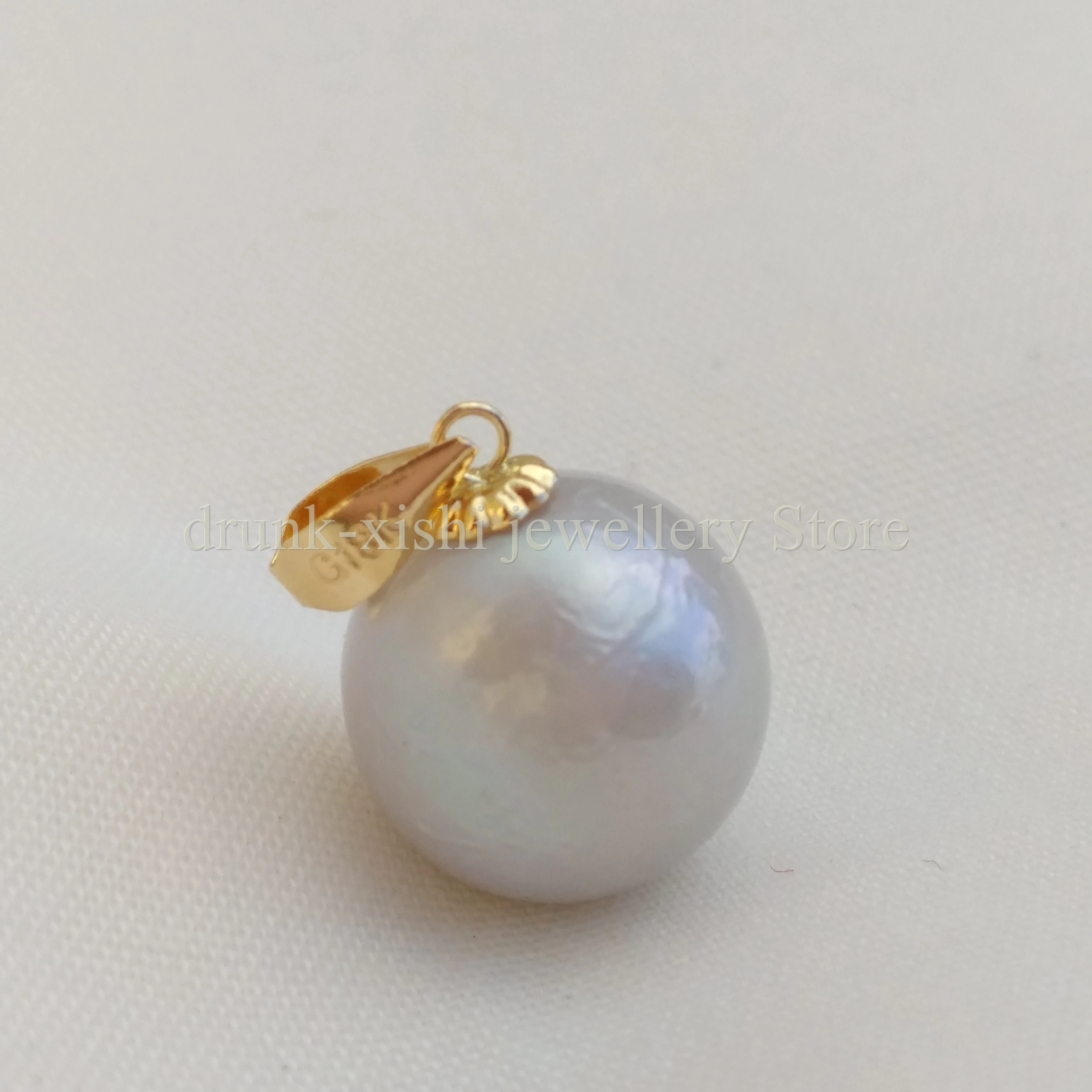 

Gray Grey 9-10mm Real Natural Round Real Pearl Pendant No Necklace 18k Solid Gold Free Shipping At Daily Party