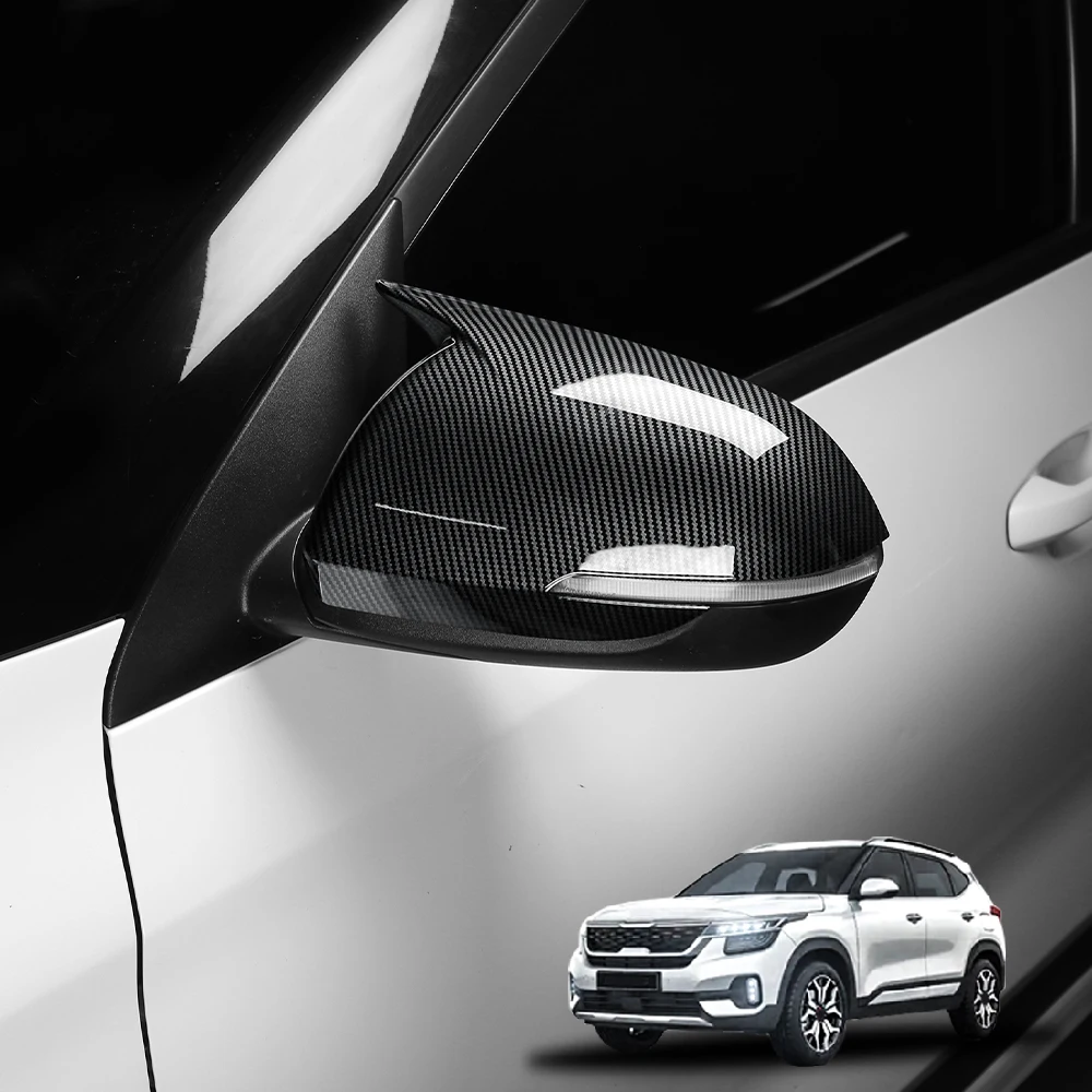 2Pcs ABS LHD/RHD For Kia SELTOS 2021-2025 Car Tuning Rearview Mirror Cover Side Door Mirror Thickening Cap Shell Accessories