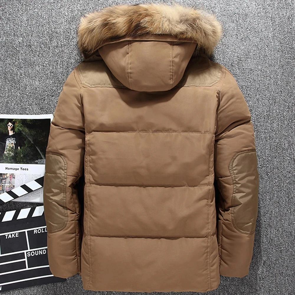 Winter Big Genuine Fur Hood Duck Down Jackets Men Warm High Quality Down Coats  Male Casual Winter Outerwer Down Parkas JK-633