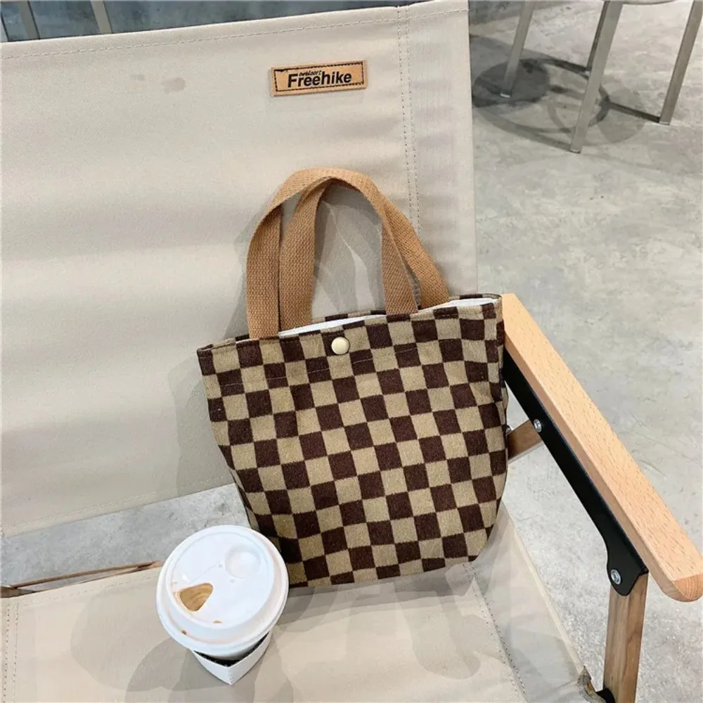 Velluto a coste retrò donna piccola Tote borse a tracolla studente ragazze pranzo Bento Bag mano Carry Shopper borse donna pochette borse