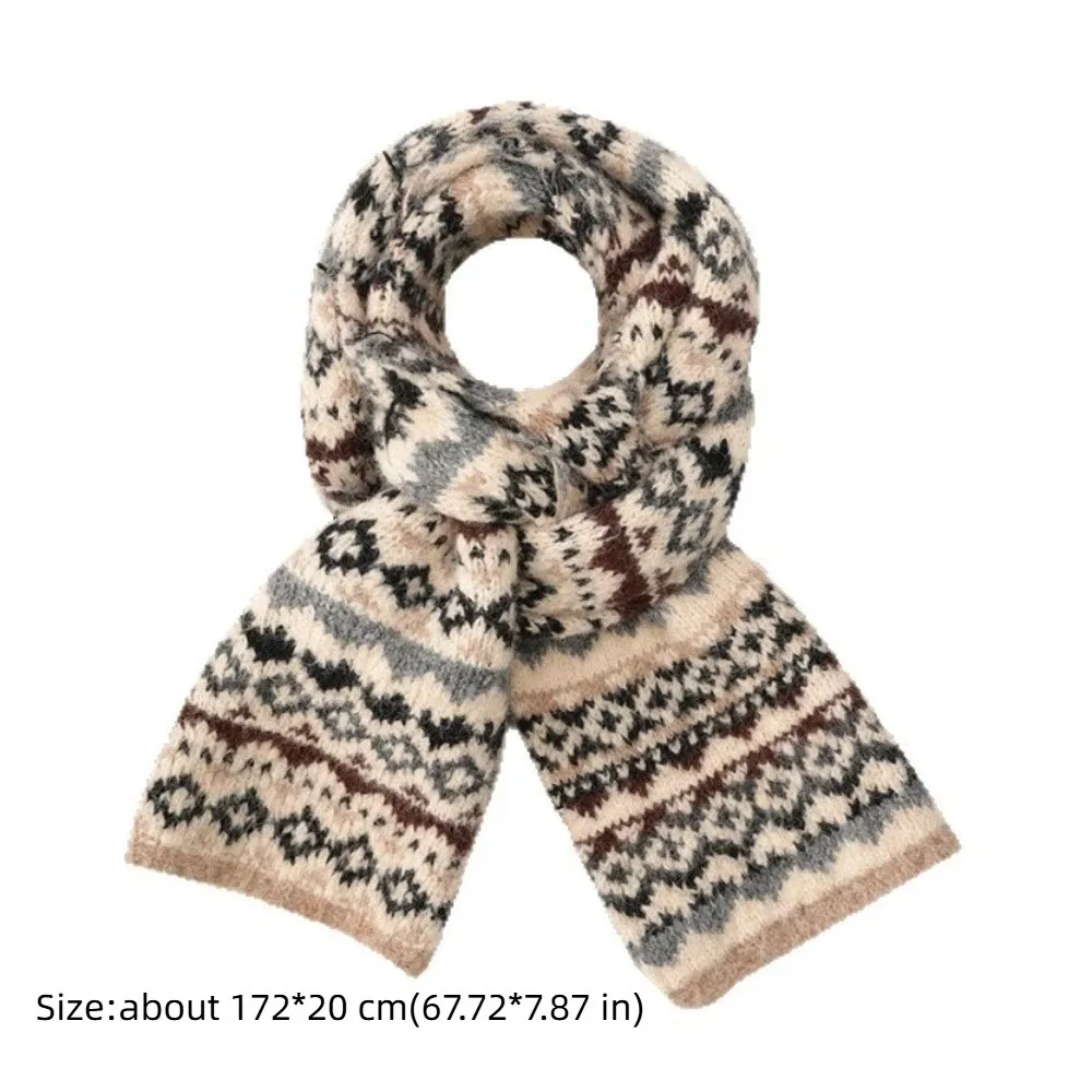 الرجعية متعدد الألوان الشتاء منقوشة وشاح دافئ مخطط تصميم شال التفاف لينة سميكة محبوك الأوشحة النساء