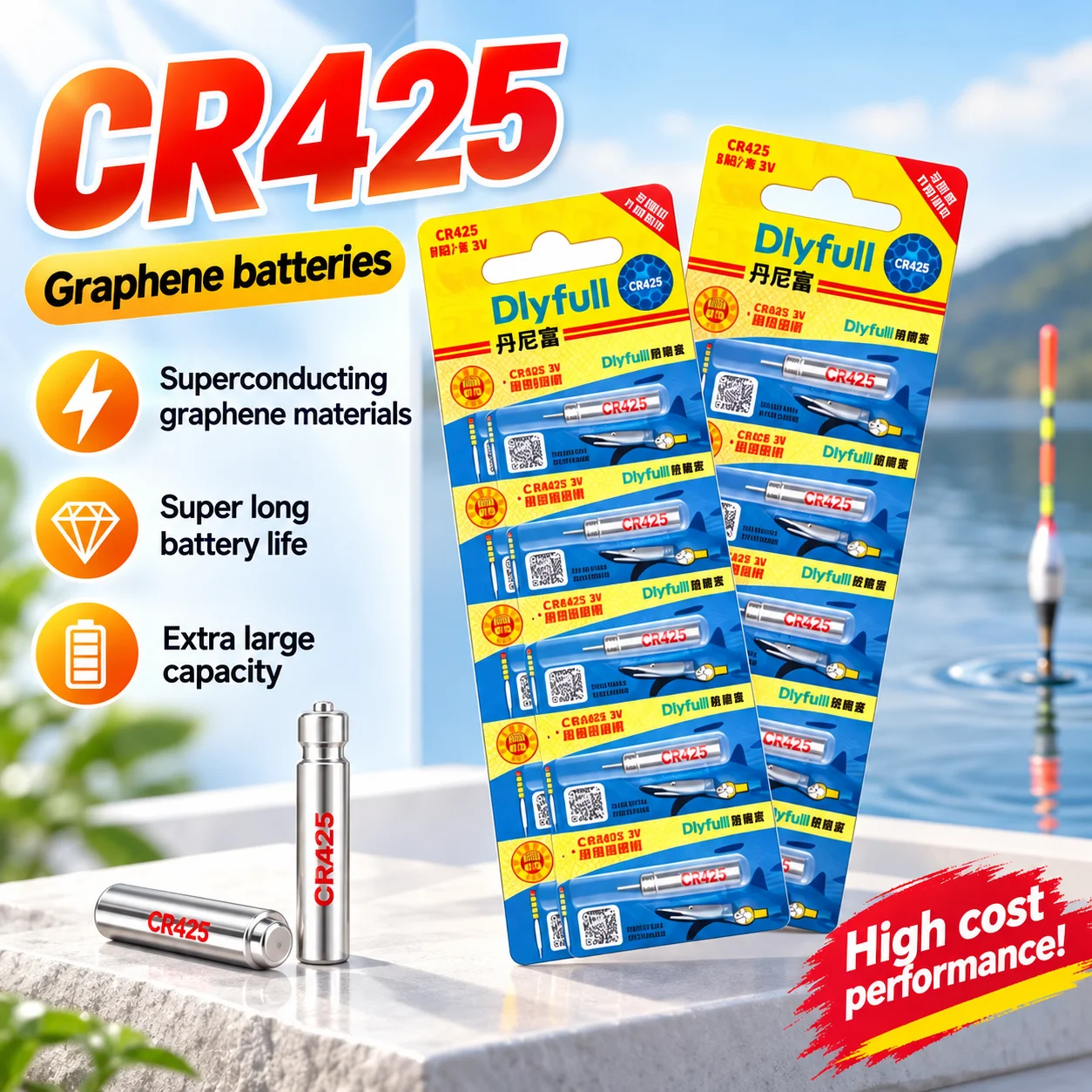 5-50PCS CR425 Large Capacity Graphene Luminous Batteries for Night Fishing Floats and Electronic Fishing Tackle Accessories