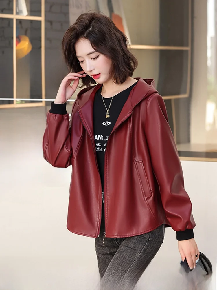 

Женская куртка из натуральной кожи Ning, повседневная свободная черная куртка из овчины, модная верхняя одежда для женщин на осень-зиму