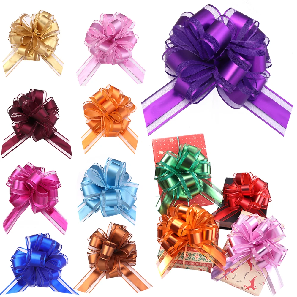 2/10Pcs Große Hochzeit Pull Bogen Bänder Blume Auto Stühle Dekoration Weihnachten Geschenk Wrap Verpackung Geburtstag Party Liefert hause Handwerk – Detail 2