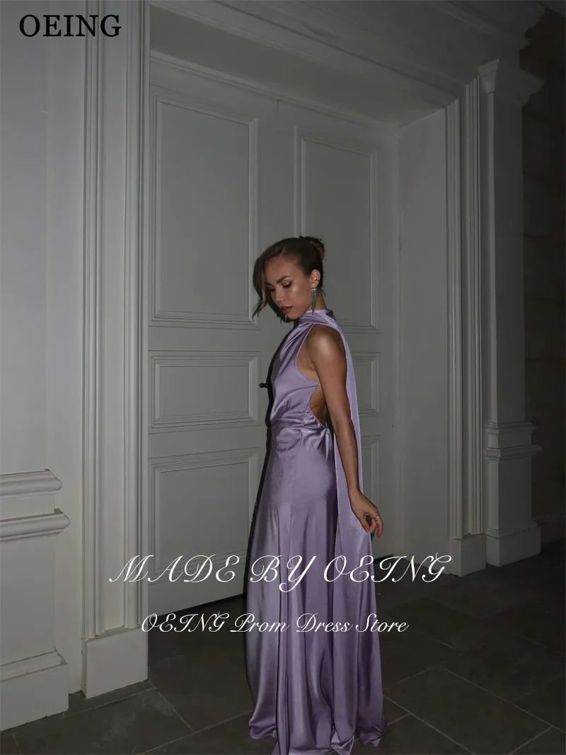 OEING Elegant Lavender Mermaid Prom Dress Halter Backless Sleeveless Evening Dresses Maxi Formal Gowns vestidos gala Customized - view 6