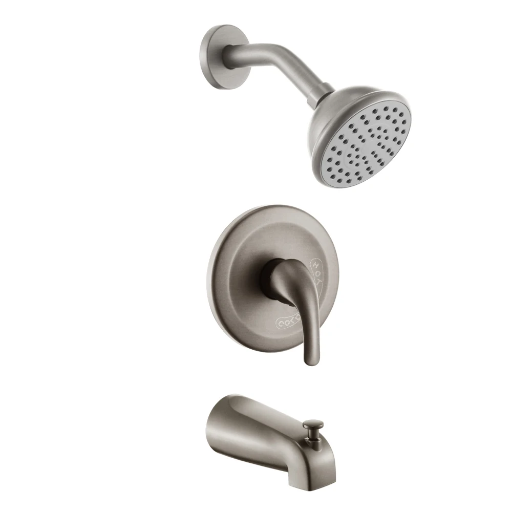 

Brushed Nickel 6 Inch Shower Faucet wih Tub Spout Combo