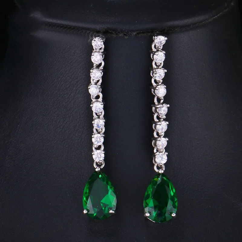 iny Copper Embedded Zirconia Drop Earrings Women's Faion Jewelry Ele Vintage Cross-Border Luxury Fringe Ear Jewelry