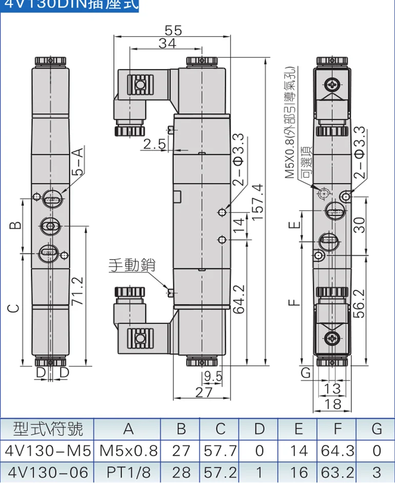 4V230C-08 Three-position five-way solenoid valve 4V430-15 330-10 130-06AC220V DC24VEP