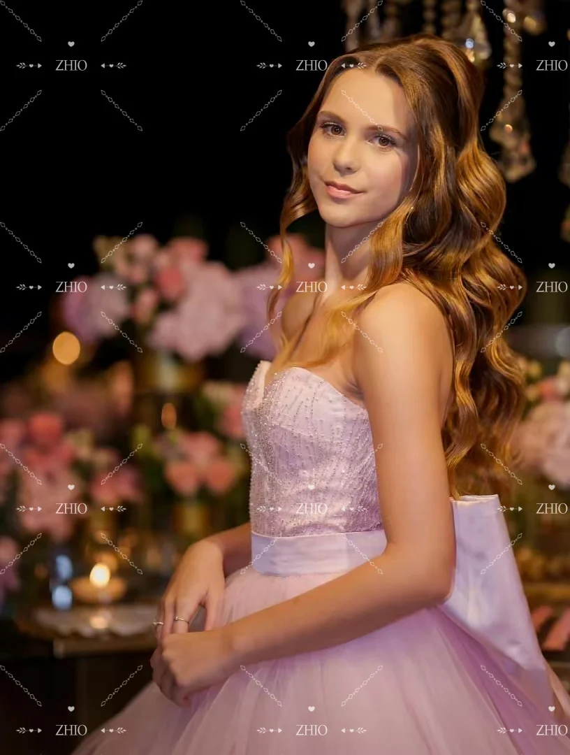 ZHIO سباركي الخرز ثوب مسائي بدون حمالات ثنيات القوس سويب تراين الولايات المتحدة امرأة فساتين حفلات الزفاف فستان مخصص Fساتين