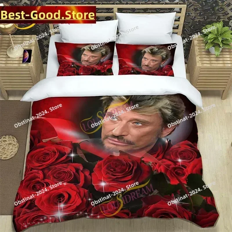 DIY rocker Johnny Hallyday 3D Printing Comforter Bedding Set,Duvet Cover Quilt Cover Pillowcase,King Queen Size Bedding Set Kid