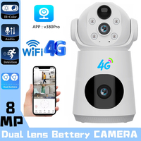 8MP 4K 4G/WiFi IP Camera Dual Lens Dual Screen Low Powered Battery Baby Monitor PIR Human Detection Night Vision Security Camera