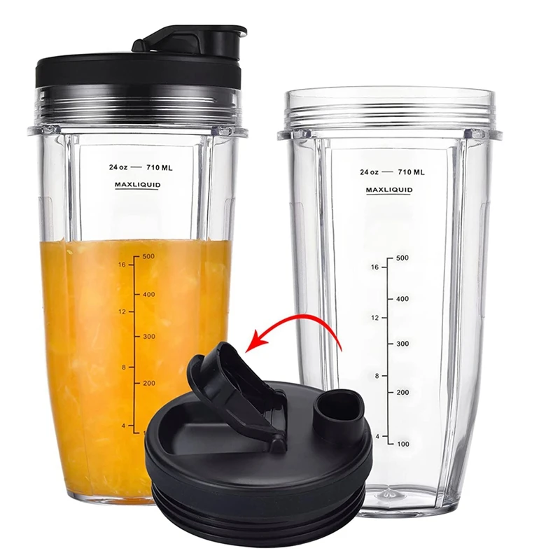 Replacement 24Oz For Nutri Ninja Blender Cup With Sip & Seal Lid For BL450 Foodi SS101 SS351 Ninja Blender Auto IQ Blade