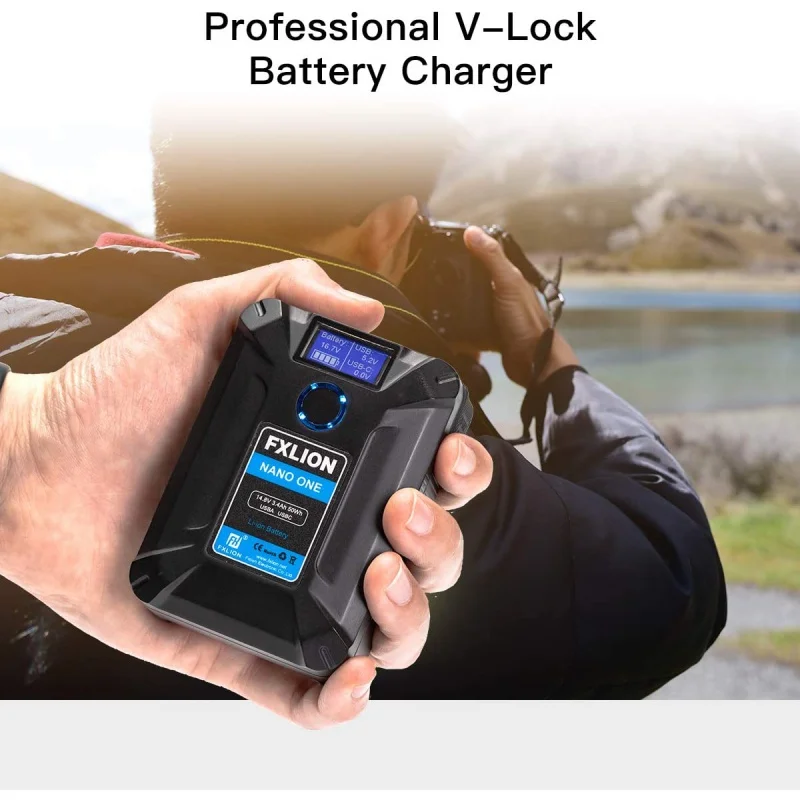 FXLION Nano UM/DOIS/TRÊS V-Mount V Lock Battery 98WH 50WH 150 WH Bateria de lítio minúscula Tipo-C D-tap USB Micro USB Camera Battery