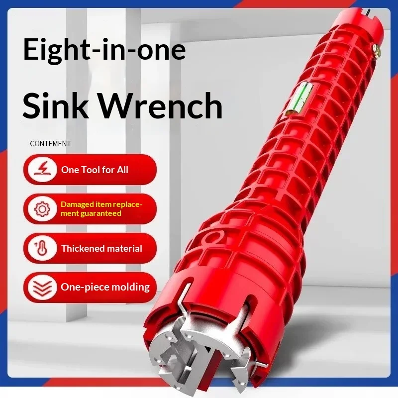 Sink wrench, bathroom specific eight in one multifunctional washbasin, faucet, water pipe loosening device, installation tool