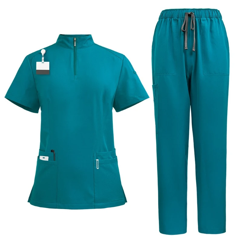 Bequemes, atmungsaktives Peeling-Set mit Stehkragen und Reißverschluss, Krankenschwester-Uniform, Arbeitskleidungsset, Arzt, Krankenschwester, Schönheitssalon, SPA, Arbeitskleidung, Unisex